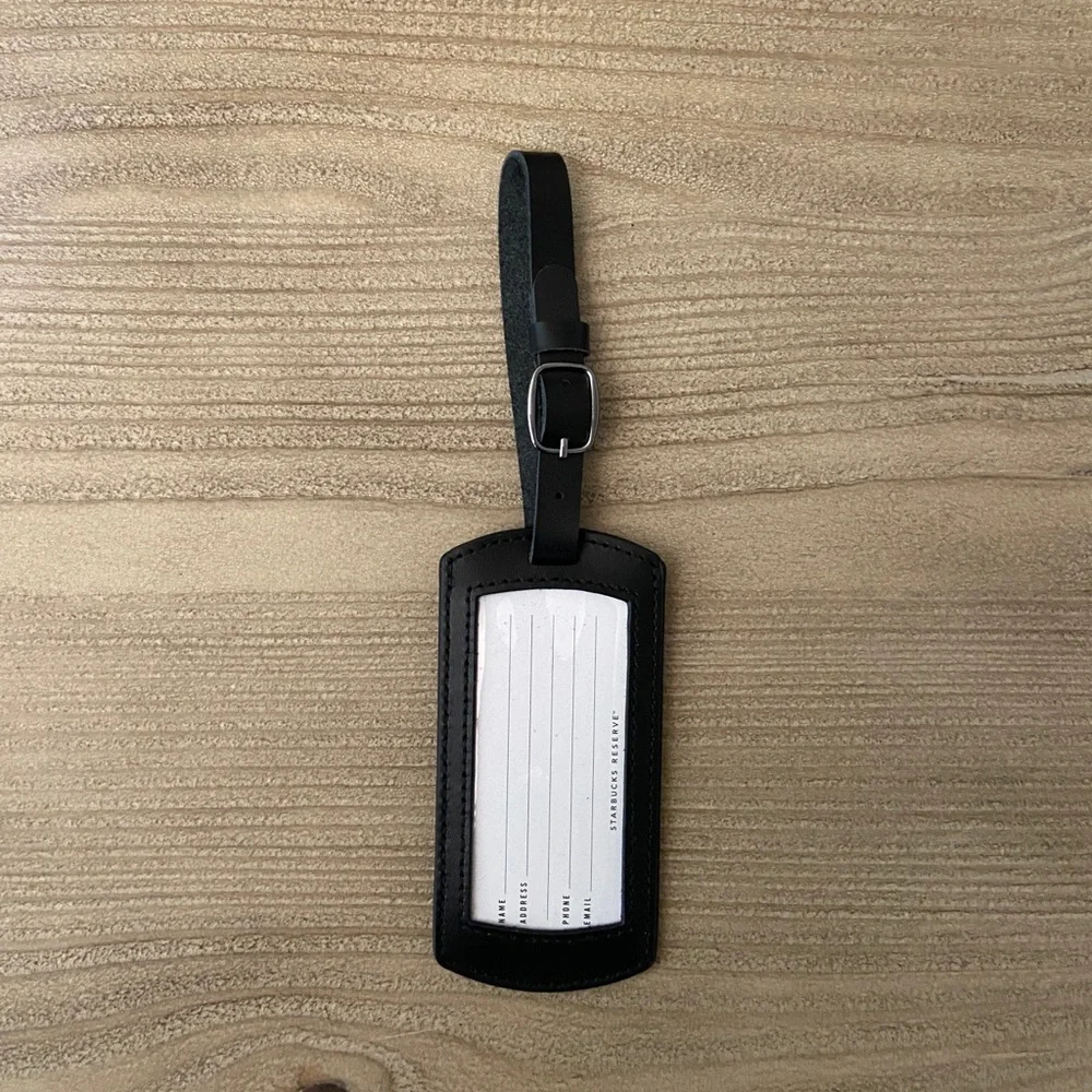 New Starbucks Reserve New Black leather Logo Luggage Tag - Picture 3 of 4